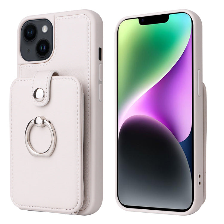 Premium iPhone Case Wallet MagSafe Compatible Leather Vertical Card Holder Ring Stand Shockproof Protective Cover Camera Lens Protection Slim Design