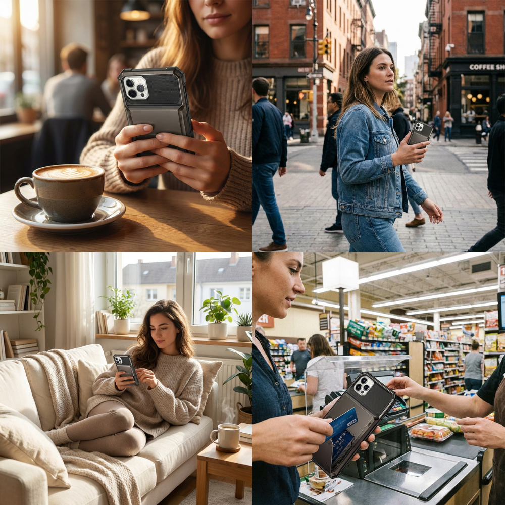 Premium iPhone Case Wallet MagSafe Compatible Magnetic Shockproof Protective Cover 4 Card Holder Camera Lens Protection Slim Design