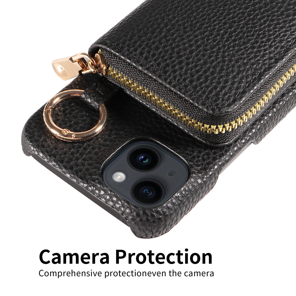 Premium iPhone Case Zipper Wallet Crossbody Cover PU Leather Card Holder Lanyard Strap Magnetic Closure Shockproof Full Protection Slim Design