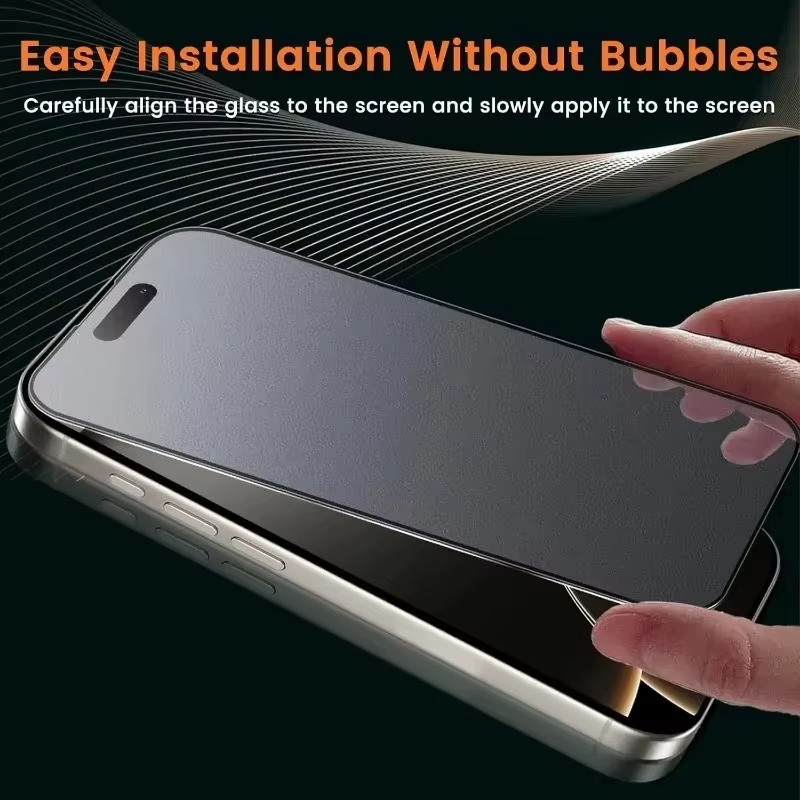 Premium iPhone Screen Protector Matte Privacy Anti Spy Tempered Glass Full Coverage Anti Glare Oleophobic Coating Easy Installation Frame