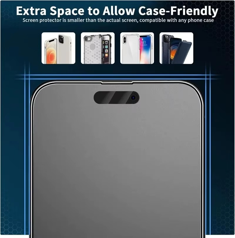 Premium iPhone Screen Protector Matte Privacy Anti Spy Tempered Glass Full Coverage Anti Glare Oleophobic Coating Easy Installation Frame