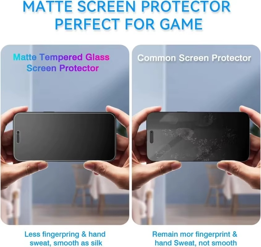 Premium iPhone Screen Protector Matte Privacy Anti Spy Tempered Glass Full Coverage Anti Glare Oleophobic Coating Easy Installation Frame