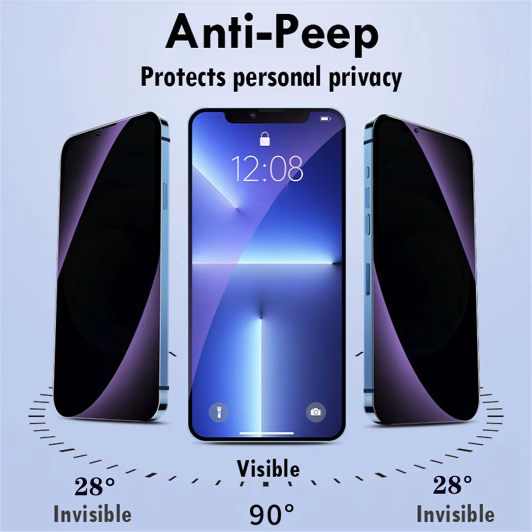 Premium iPhone Screen Protector Matte Privacy Anti Spy Tempered Glass Full Coverage Anti Glare Oleophobic Coating Easy Installation Frame