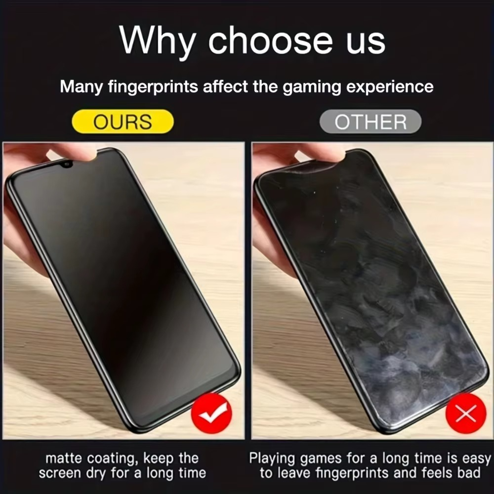 Premium iPhone Screen Protector Matte Privacy Anti Spy Tempered Glass Full Coverage Anti Glare Oleophobic Coating Easy Installation Frame