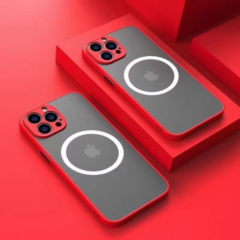 Luxury iPhone Case MagSafe Compatible Matte Shockproof Protective Cover Camera Lens Protection Slim Magnetic Design