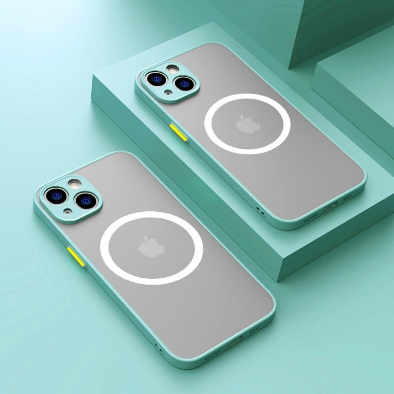 Luxury iPhone Case MagSafe Compatible Matte Shockproof Protective Cover Camera Lens Protection Slim Magnetic Design