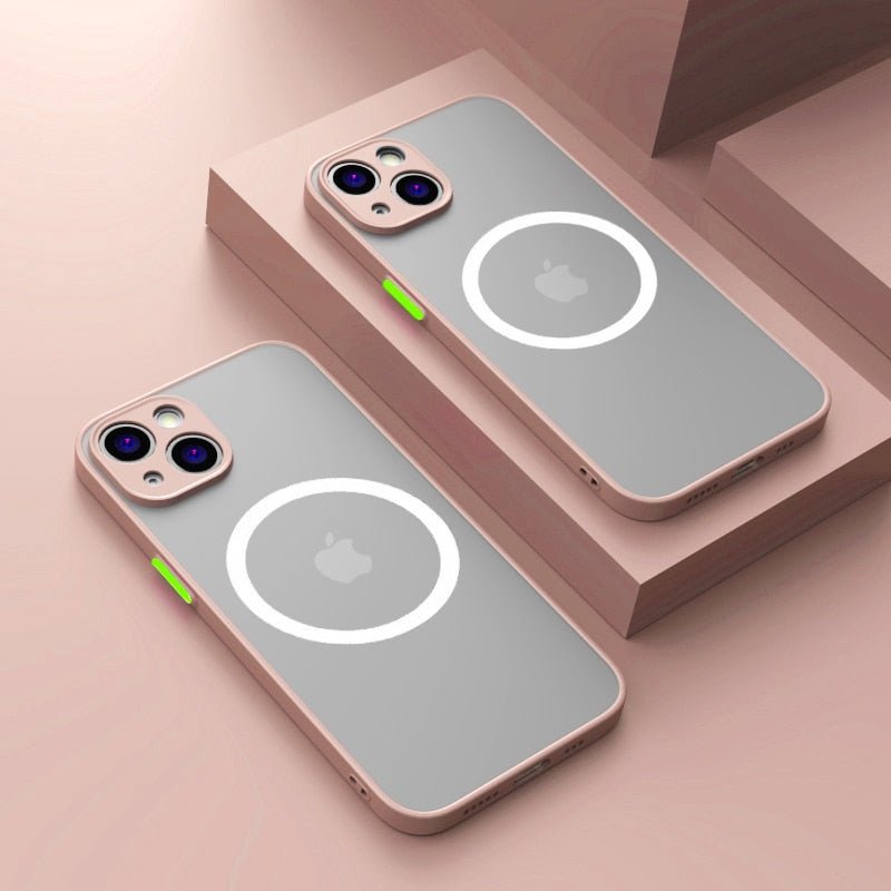 Luxury iPhone Case MagSafe Compatible Matte Shockproof Protective Cover Camera Lens Protection Slim Magnetic Design
