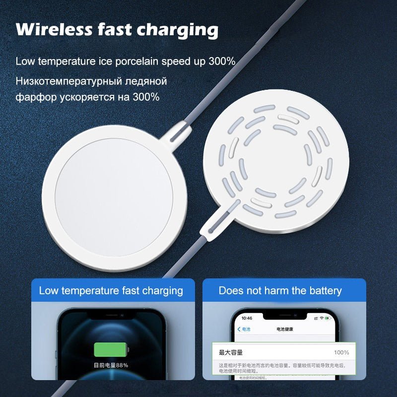 Premium Wireless Charger MagSafe Compatible 20W Fast Charging Magnetic Pad Slim Charging Dock Smartphone Earbuds Compatible