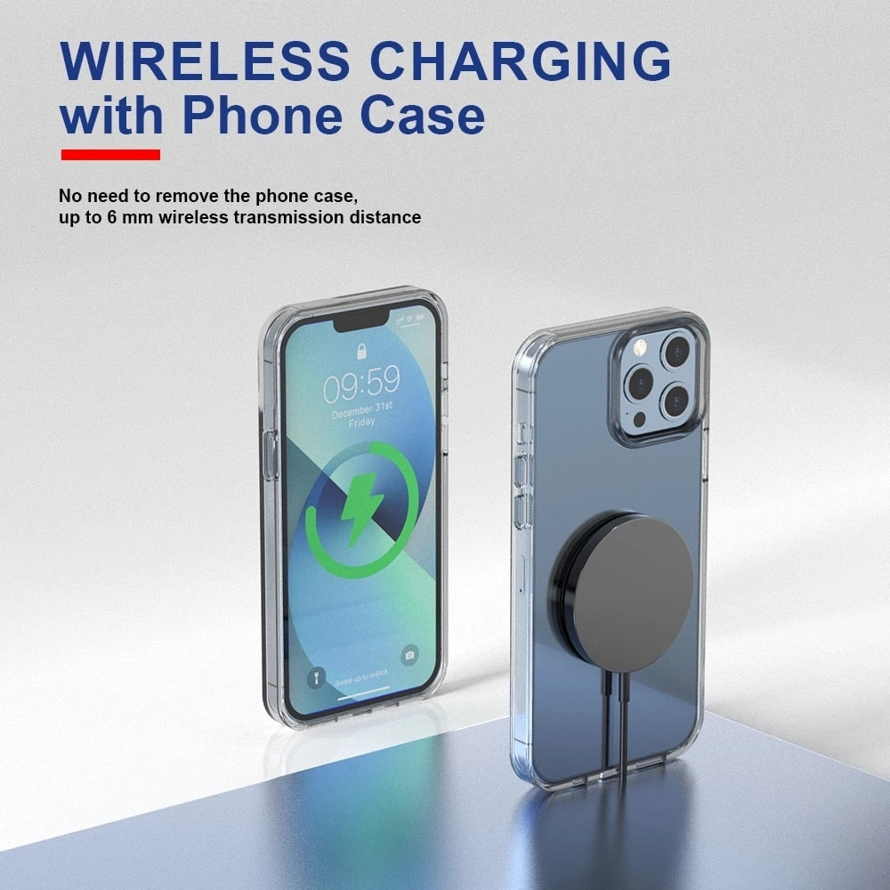 Premium Wireless Charger MagSafe Compatible 30W Fast Charging Magnetic Pad Slim Charging Dock Smartphone Earbuds Compatible
