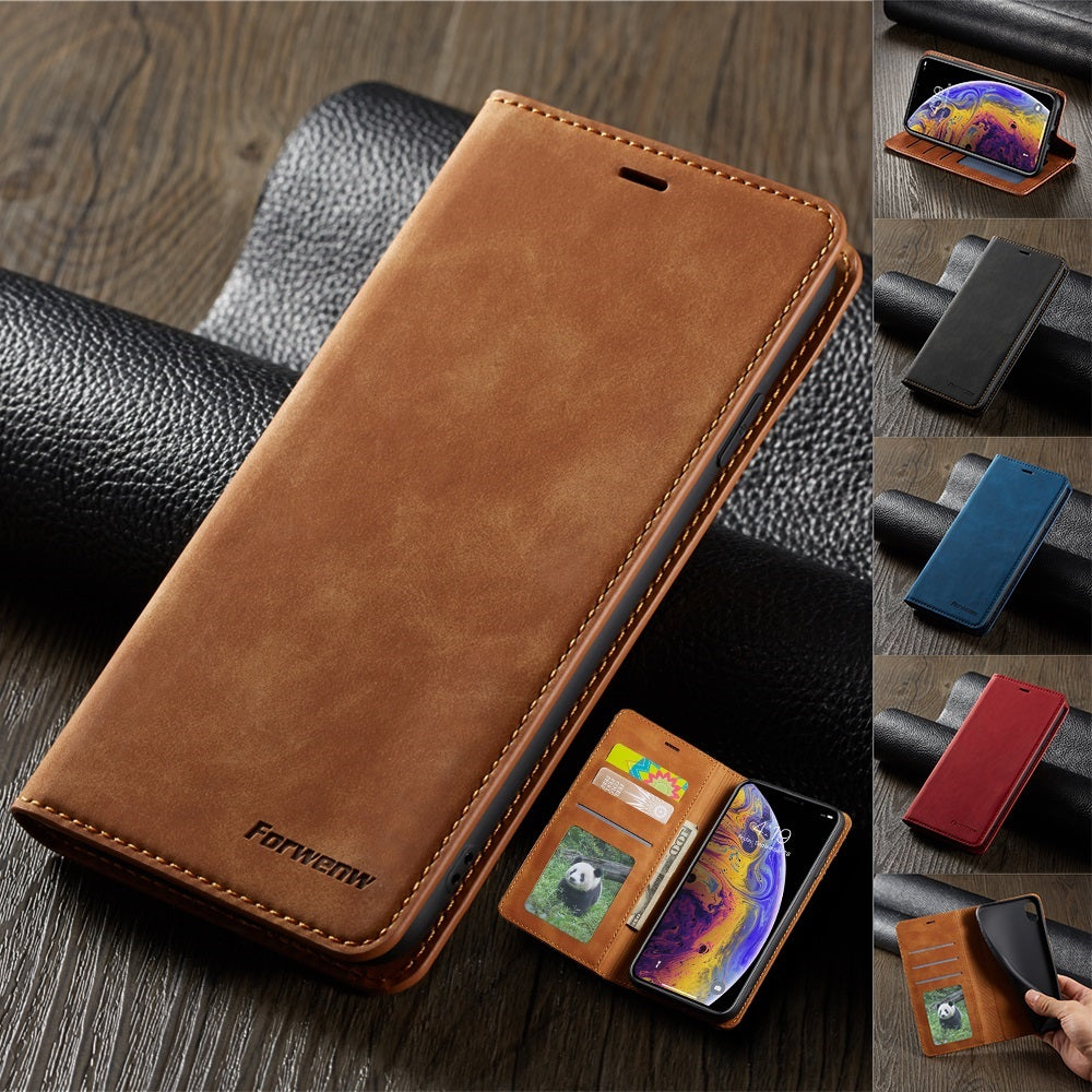 Premium iPhone Case Flip Wallet MagSafe Compatible Leather Card Holder Magnetic Closure Shockproof Protective Cover Camera Lens Protection Stand Function