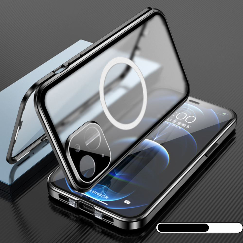 Premium iPhone Case MagSafe Compatible Transparent Full Body Aluminum Frame Tempered Glass Shockproof Protective Cover Camera Lens Protection