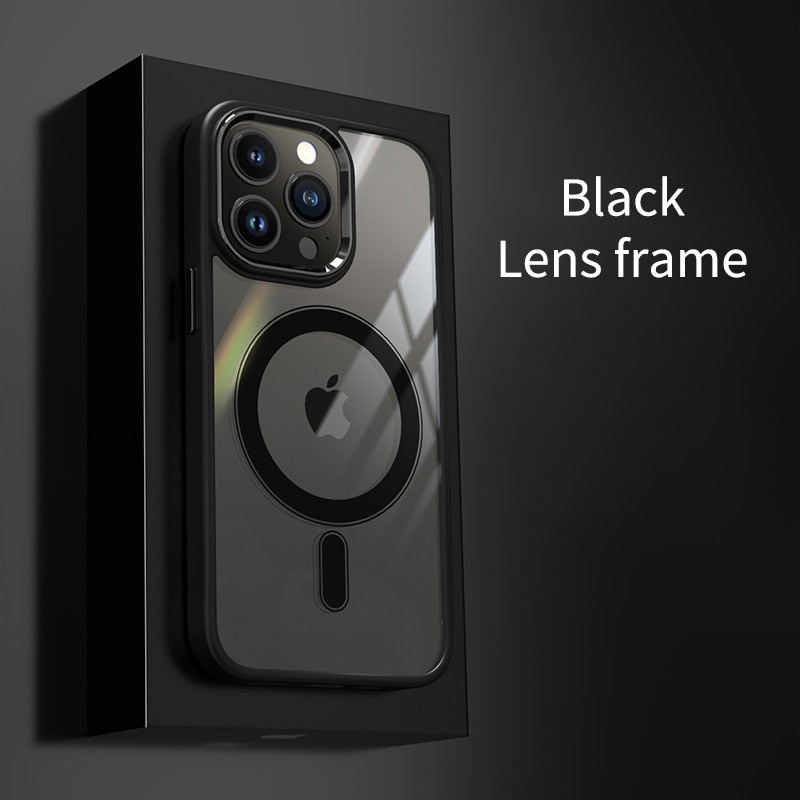 Premium iPhone Case MagSafe Compatible Transparent Hybrid Shockproof Protective Cover Clear HD Design Camera Lens Protection Slim Profile