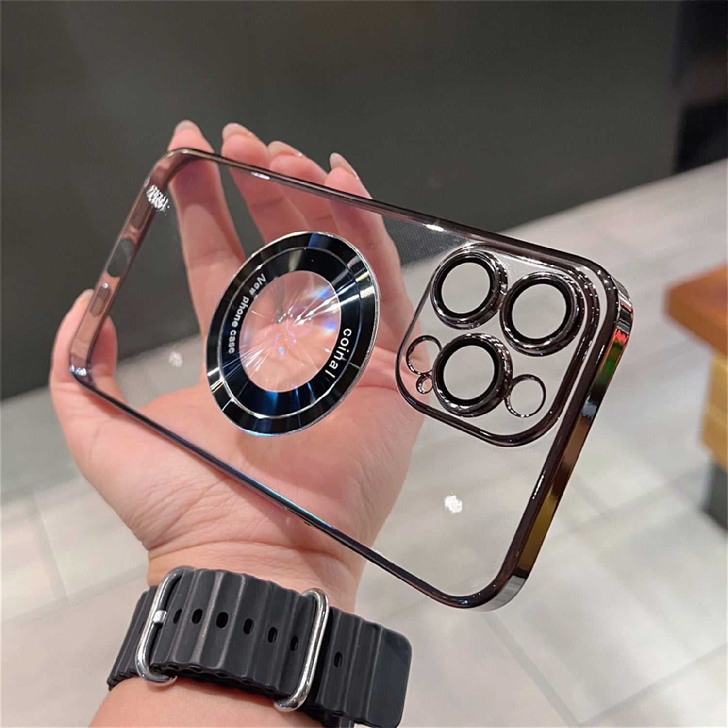 Premium iPhone Case MagSafe Compatible Transparent Plated Shockproof Protective Cover Clear Design Camera Lens Protection Ultra Thin