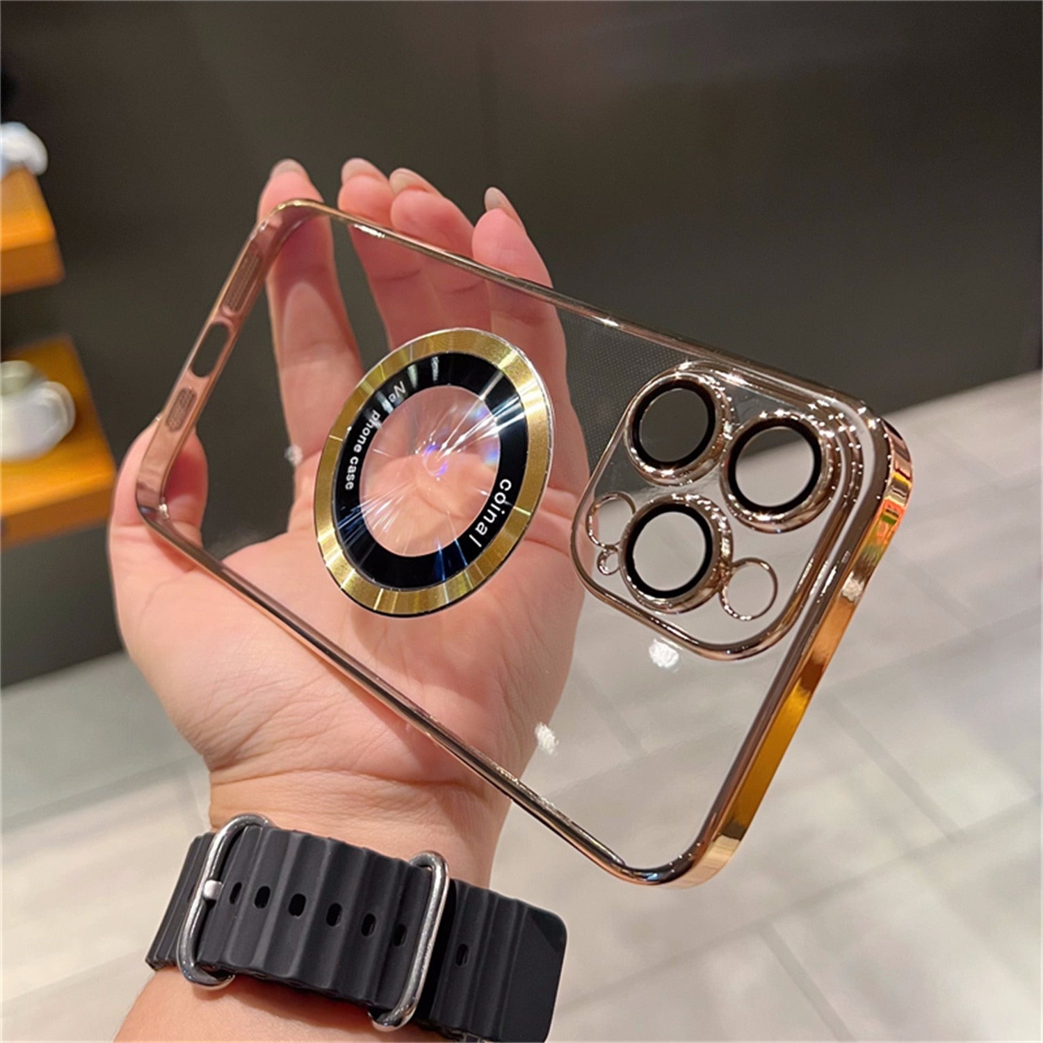Premium iPhone Case MagSafe Compatible Transparent Plated Shockproof Protective Cover Clear Design Camera Lens Protection Ultra Thin
