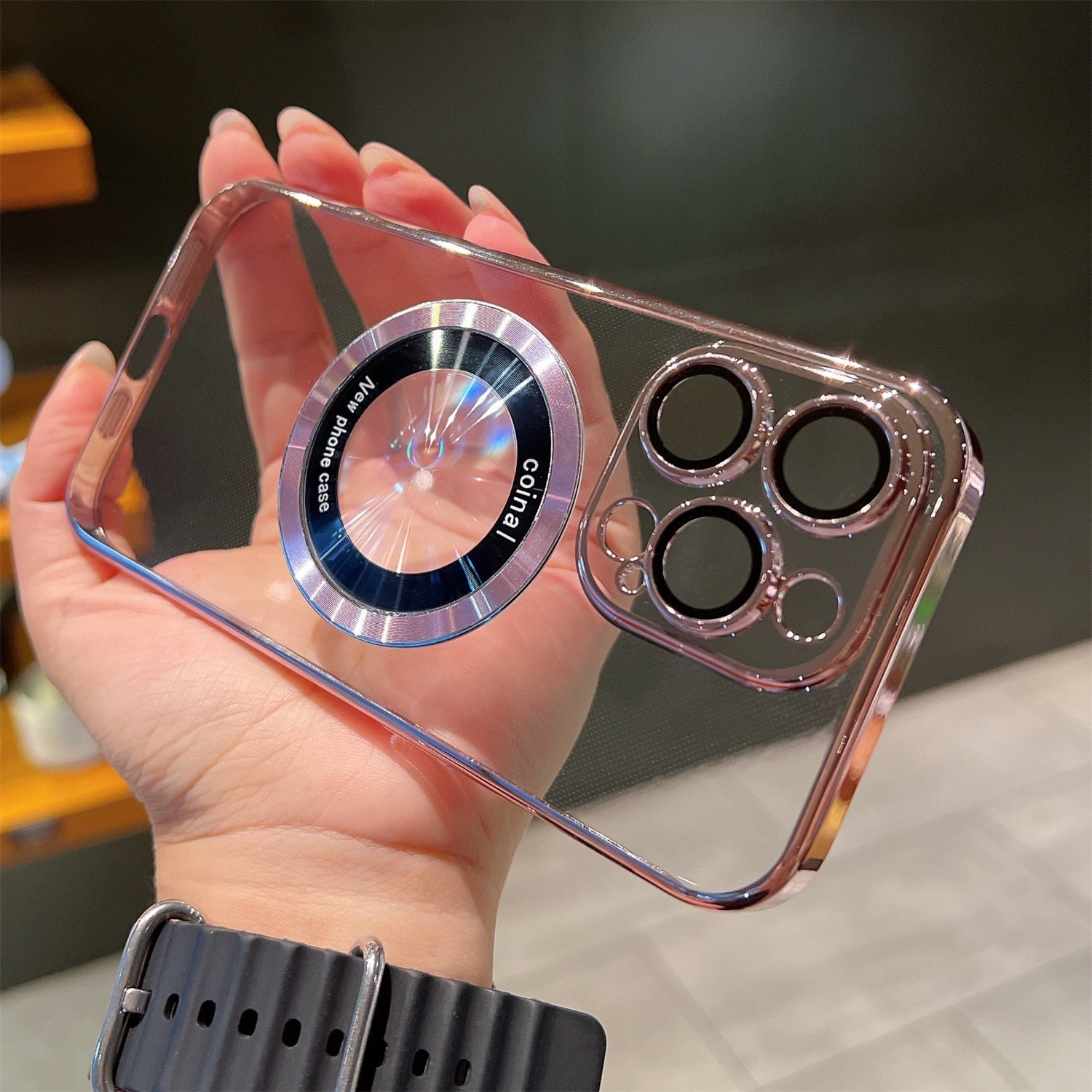 Premium iPhone Case MagSafe Compatible Transparent Plated Shockproof Protective Cover Clear Design Camera Lens Protection Ultra Thin