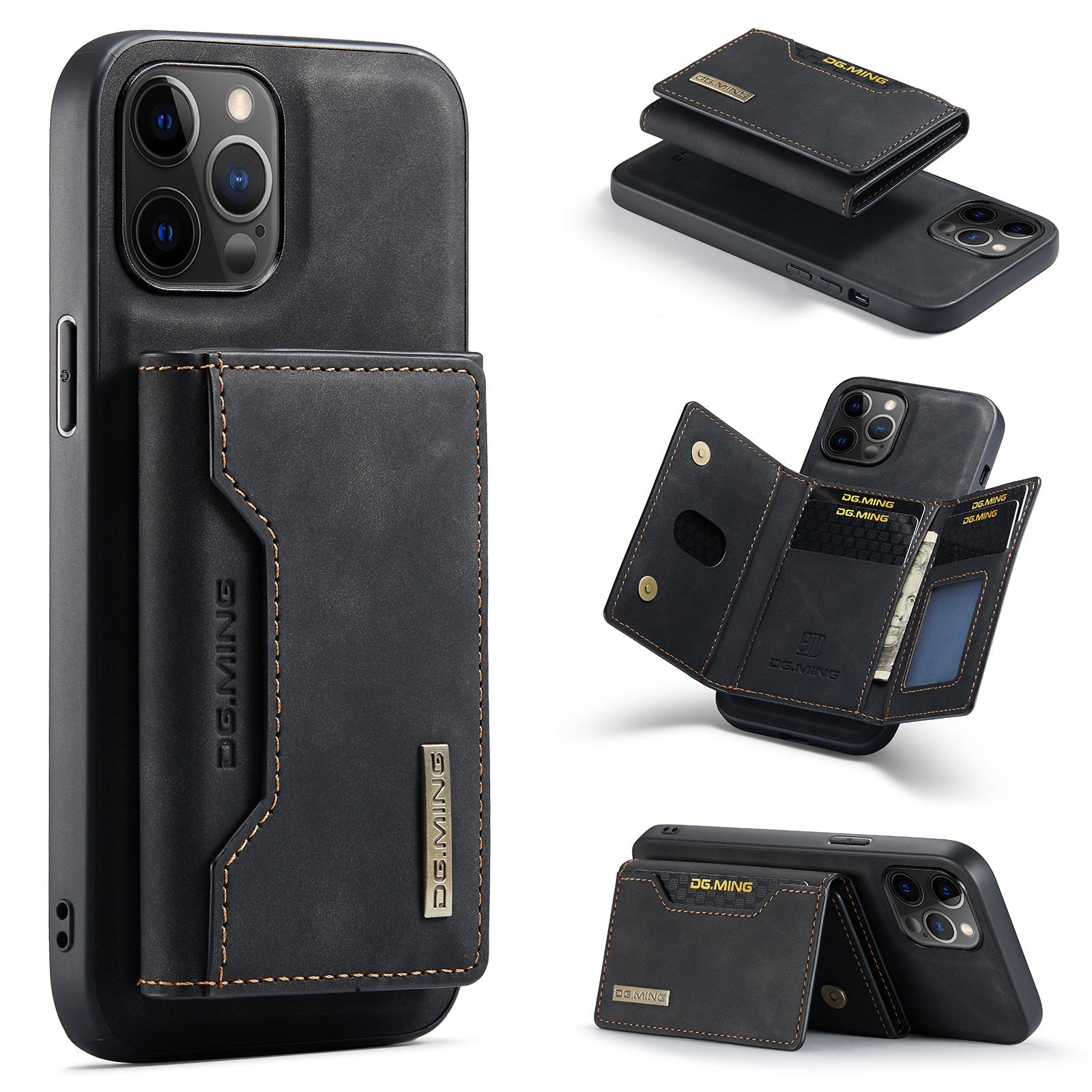 Premium iPhone Case Wallet MagSafe Compatible Detachable Leather Card Holder Magnetic Flip Stand Shockproof Protective Cover Camera Lens Protection Slim Design
