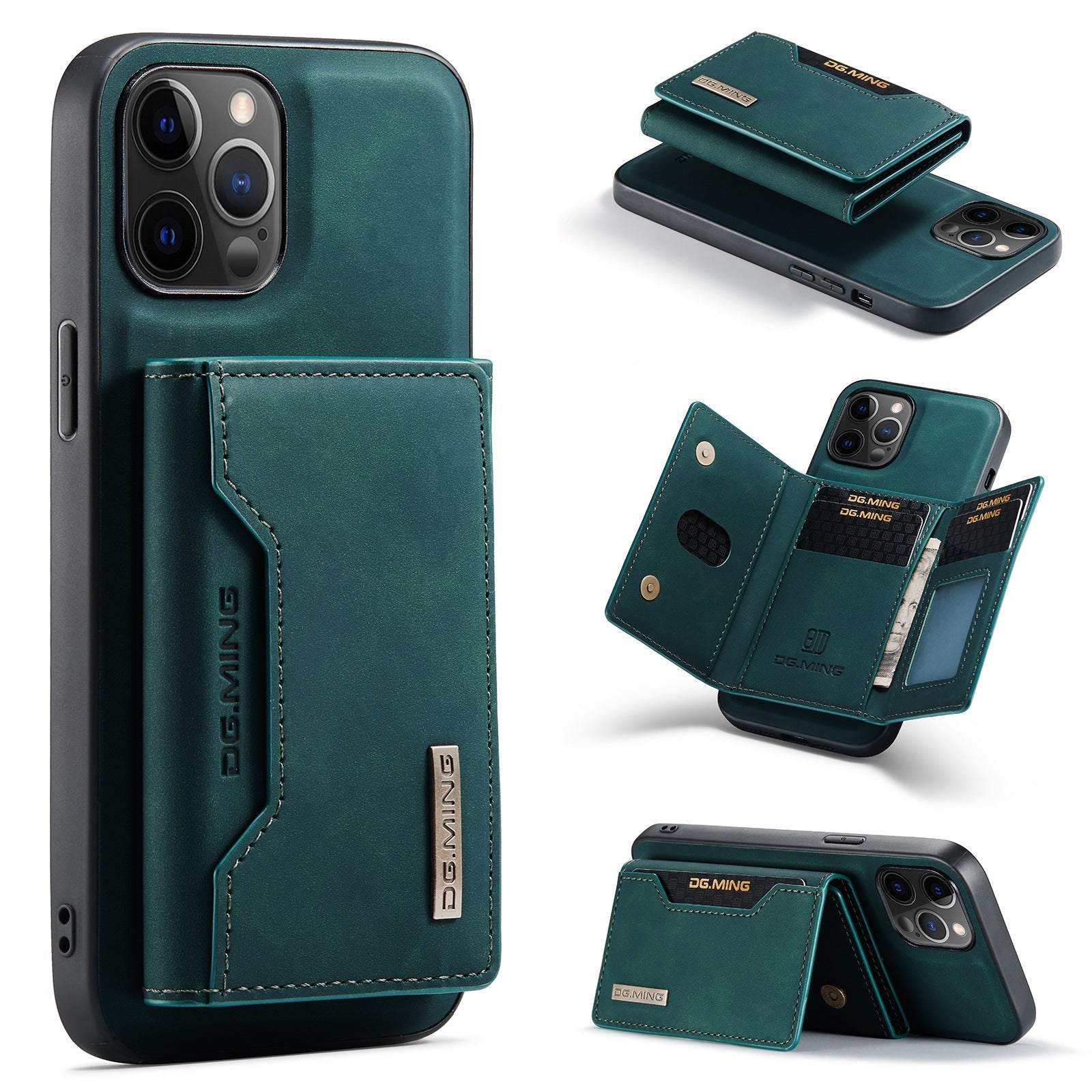 Premium iPhone Case Wallet MagSafe Compatible Detachable Leather Card Holder Magnetic Flip Stand Shockproof Protective Cover Camera Lens Protection Slim Design