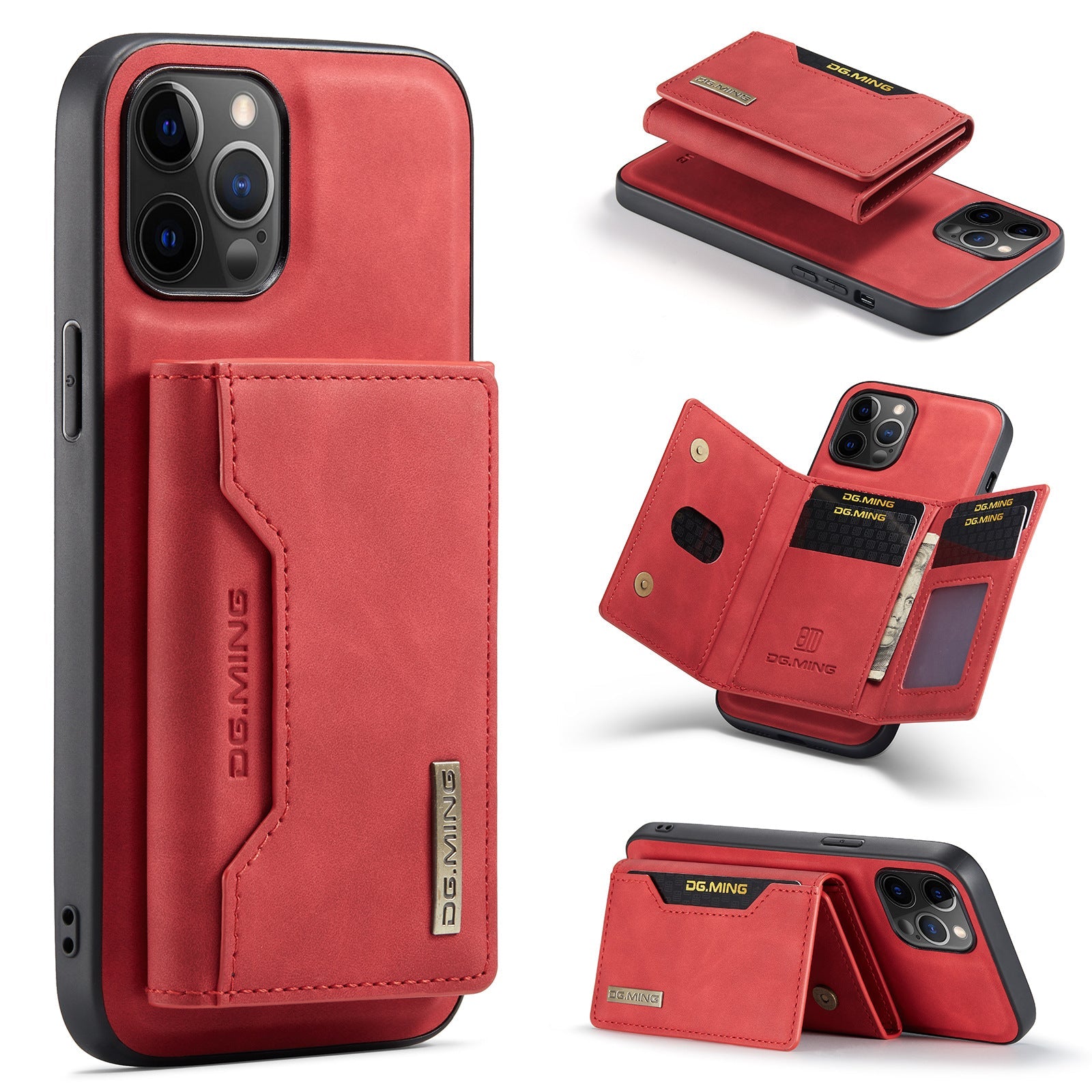 Premium iPhone Case Wallet MagSafe Compatible Detachable Leather Card Holder Magnetic Flip Stand Shockproof Protective Cover Camera Lens Protection Slim Design