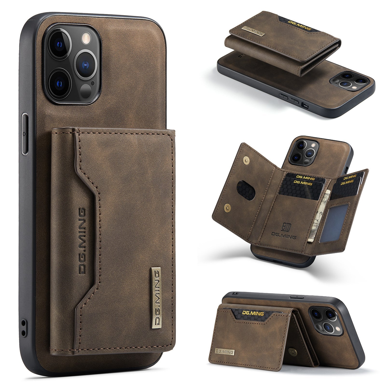 Premium iPhone Case Wallet MagSafe Compatible Detachable Leather Card Holder Magnetic Flip Stand Shockproof Protective Cover Camera Lens Protection Slim Design