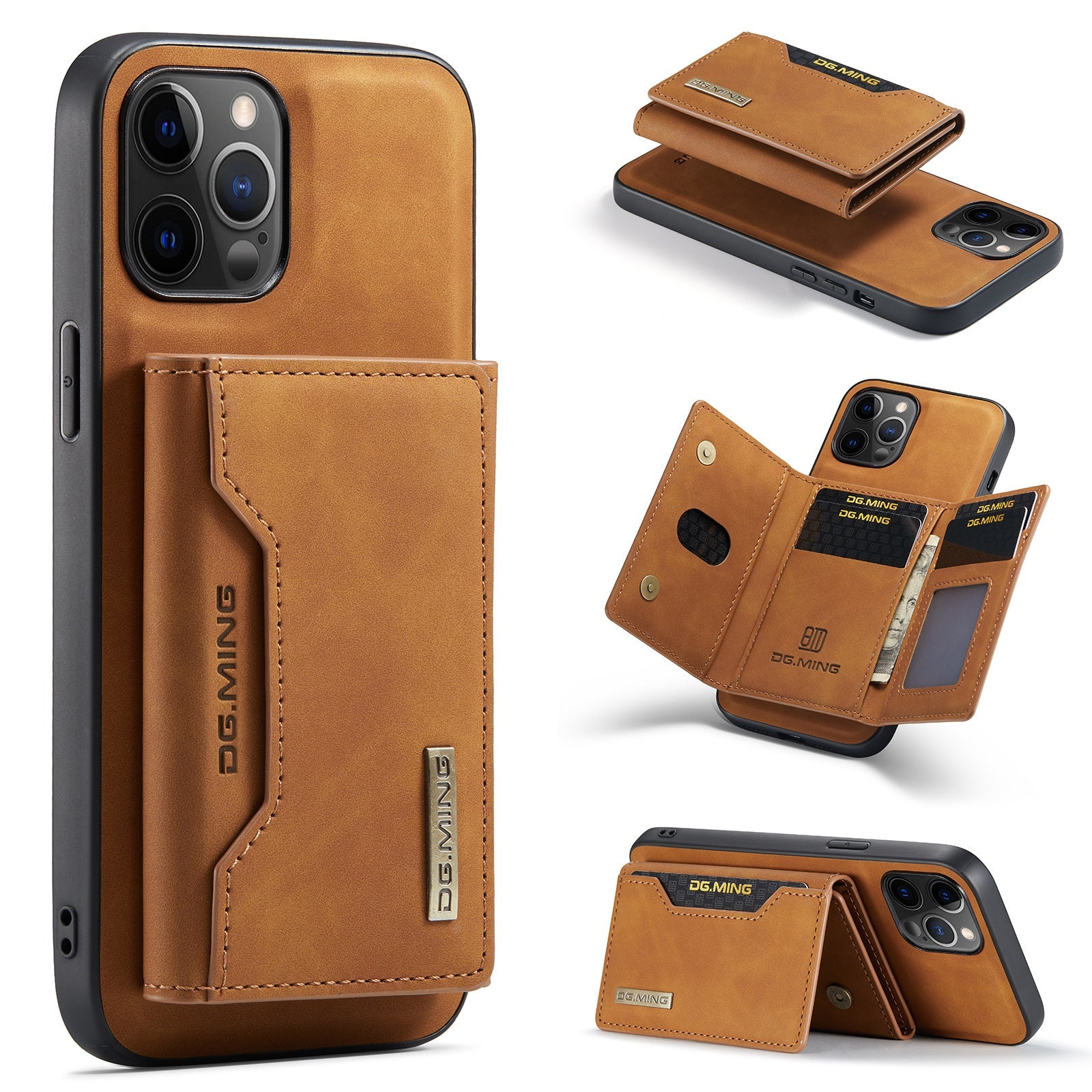 Premium iPhone Case Wallet MagSafe Compatible Detachable Leather Card Holder Magnetic Flip Stand Shockproof Protective Cover Camera Lens Protection Slim Design