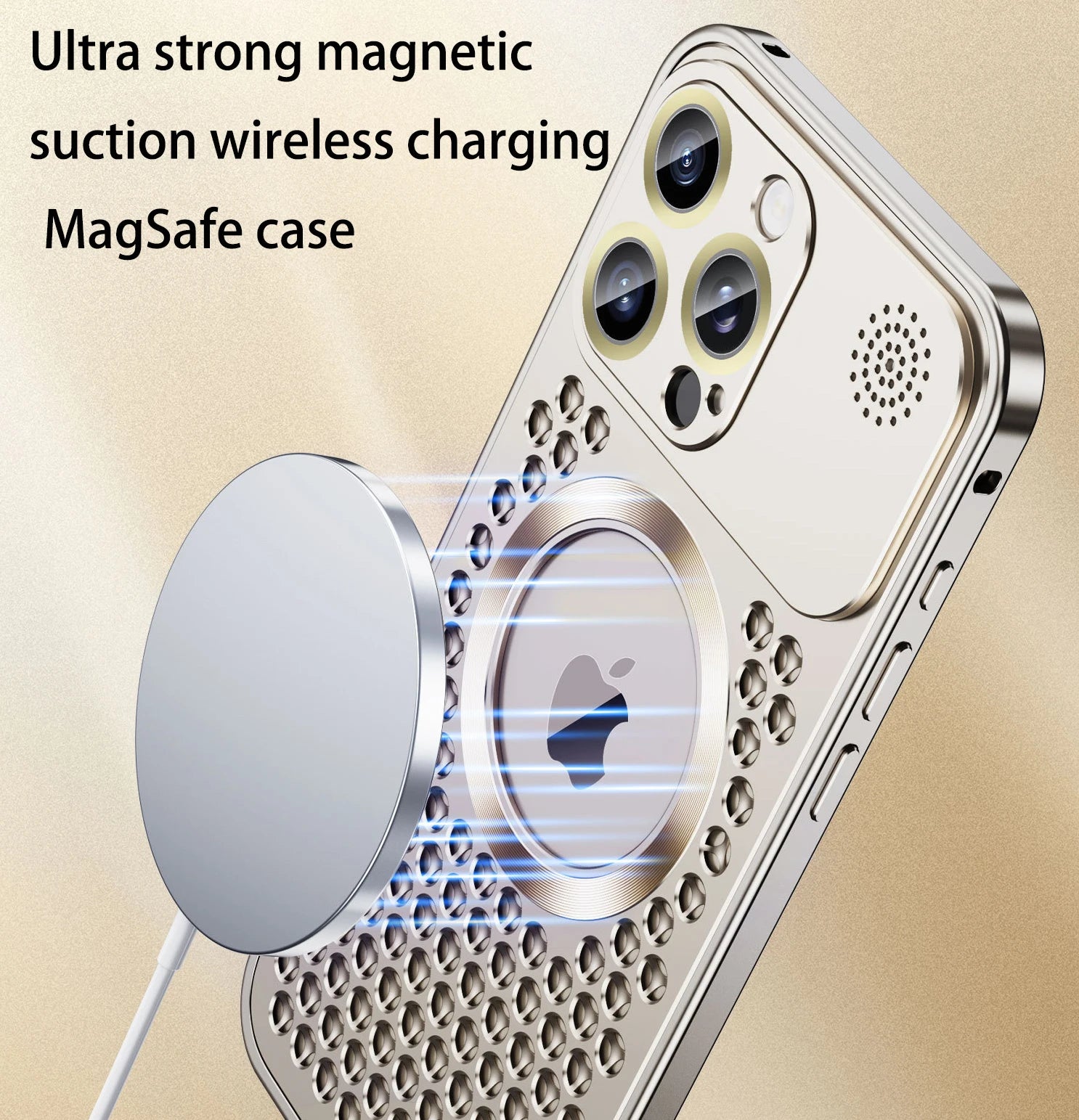 Luxury iPhone Case MagSafe Compatible Aluminum Frame Heat Dissipation Shockproof Protective Cover Electroplated Metal Camera Lens Protection Slim Design