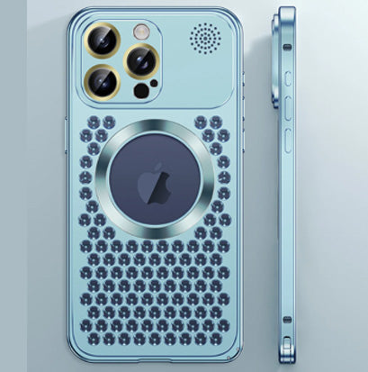 Luxury iPhone Case MagSafe Compatible Aluminum Frame Heat Dissipation Shockproof Protective Cover Electroplated Metal Camera Lens Protection Slim Design