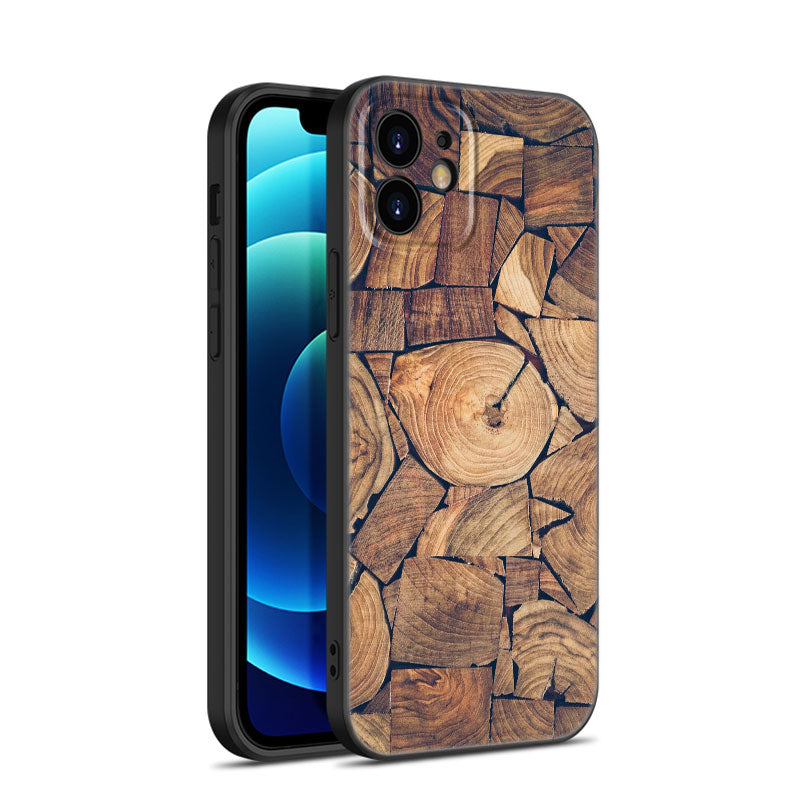 Luxury iPhone Case MagSafe Compatible Bamboo Wood Grain Shockproof Protective Cover Metallic Frame Camera Lens Protection Slim Natural Design