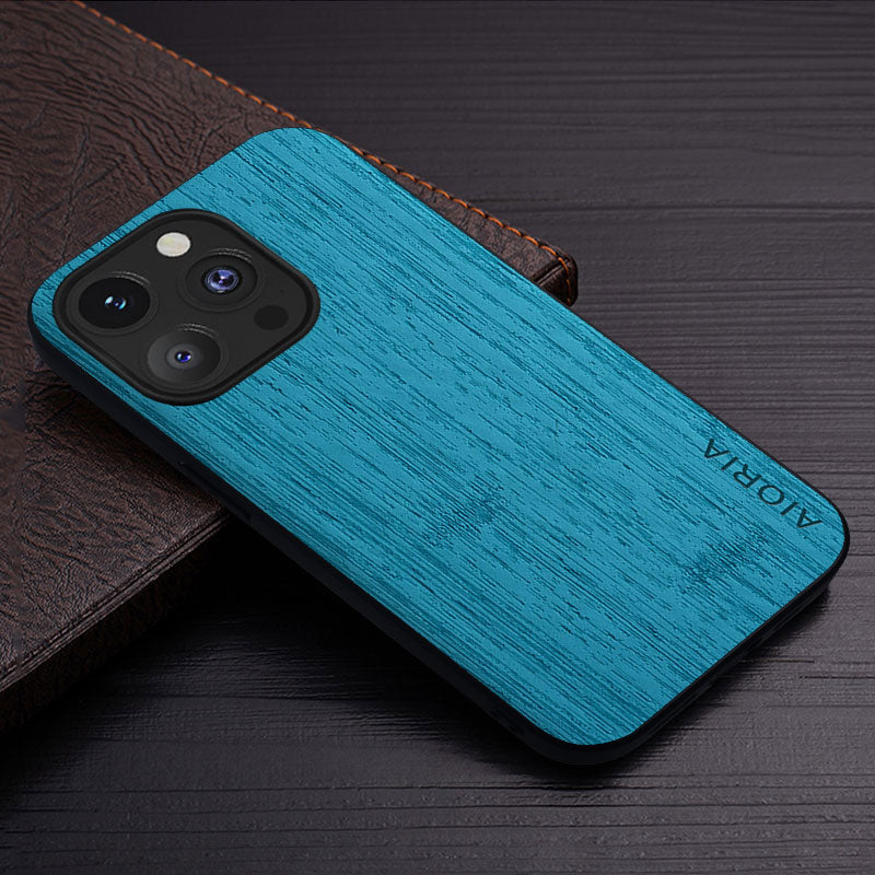 Luxury iPhone Case MagSafe Compatible Bamboo Wood Leather Texture Shockproof Protective Cover Slim Design Camera Lens Protection Natural Finish