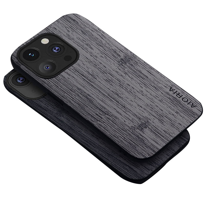 Luxury iPhone Case MagSafe Compatible Bamboo Wood Leather Texture Shockproof Protective Cover Slim Design Camera Lens Protection Natural Finish