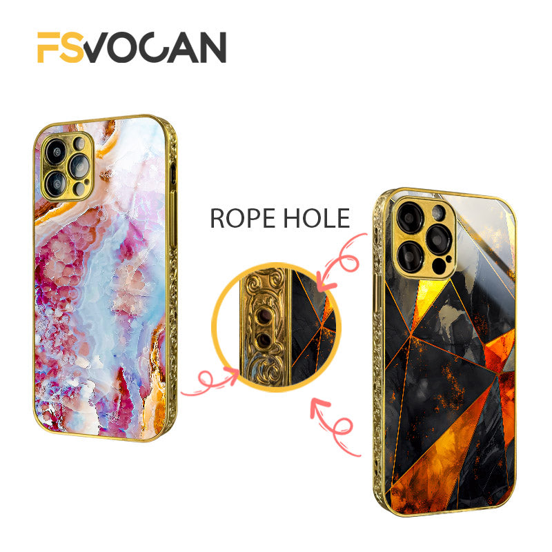 Luxury iPhone Case MagSafe Compatible Black Marble Texture Shockproof Protective Cover Gold Edge Design Camera Lens Protection 3D Grip Slim Profile