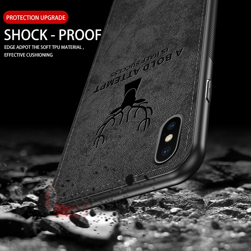 Luxury iPhone Case MagSafe Compatible Canvas Texture Deer Design Shockproof Protective Cover Bumper Frame Camera Lens Protection Slim Design