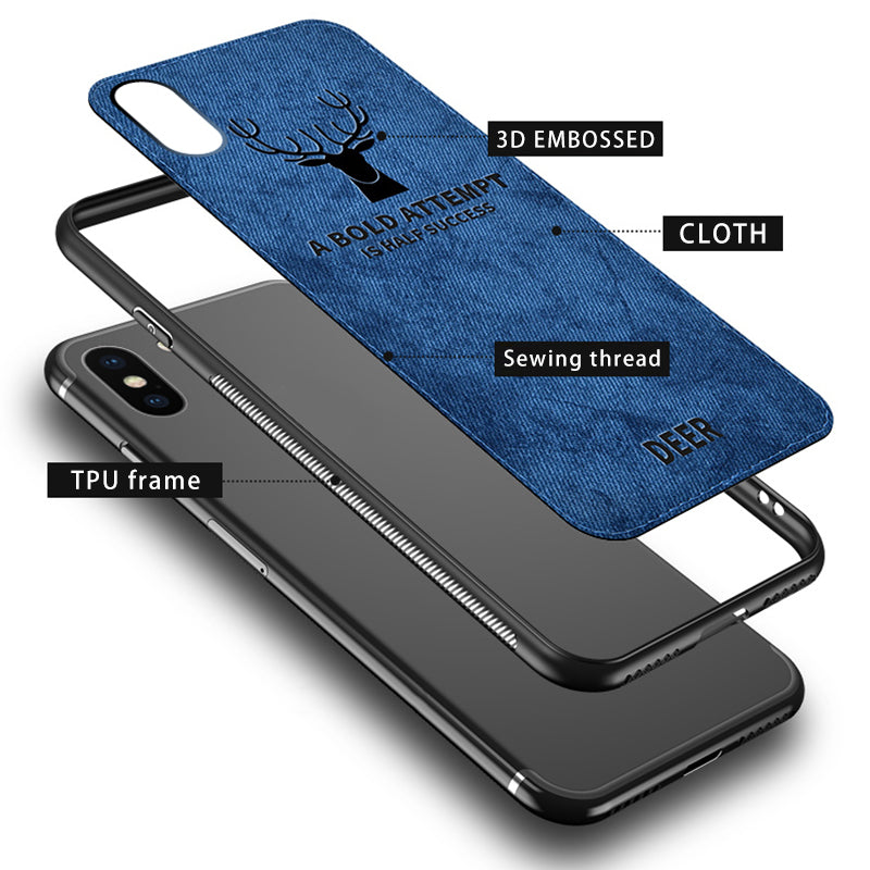 Luxury iPhone Case MagSafe Compatible Canvas Texture Deer Design Shockproof Protective Cover Bumper Frame Camera Lens Protection Slim Design