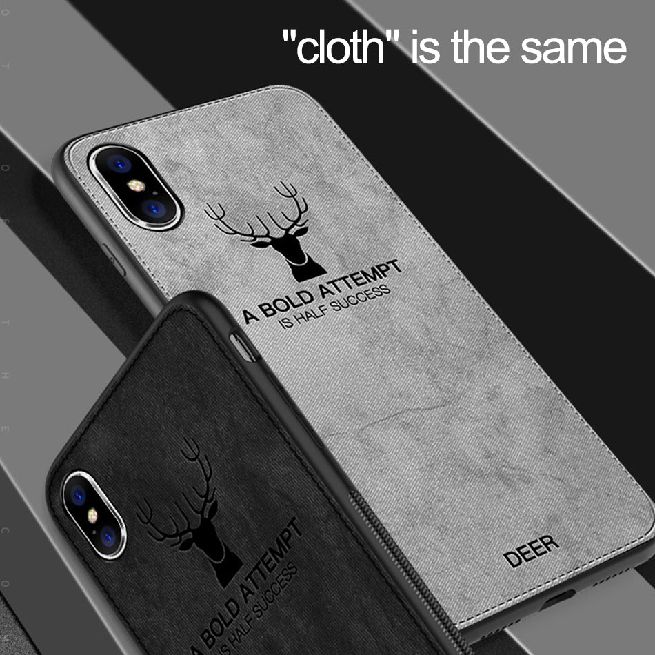 Luxury iPhone Case MagSafe Compatible Canvas Texture Deer Design Shockproof Protective Cover Bumper Frame Camera Lens Protection Slim Design