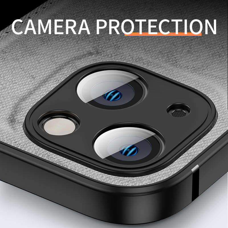 Luxury iPhone Case MagSafe Compatible Canvas Texture Deer Design Shockproof Protective Cover Bumper Frame Camera Lens Protection Slim Design
