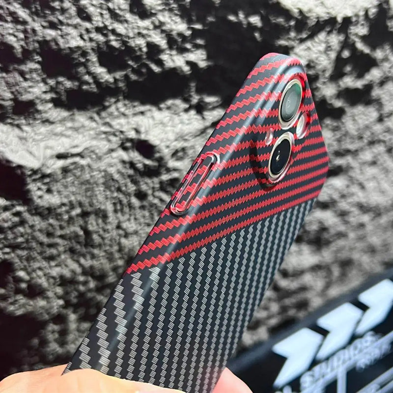 Luxury iPhone Case MagSafe Compatible Carbon Fiber Texture Matte Shockproof Protective Cover Hard PC Camera Lens Protection Slim Design