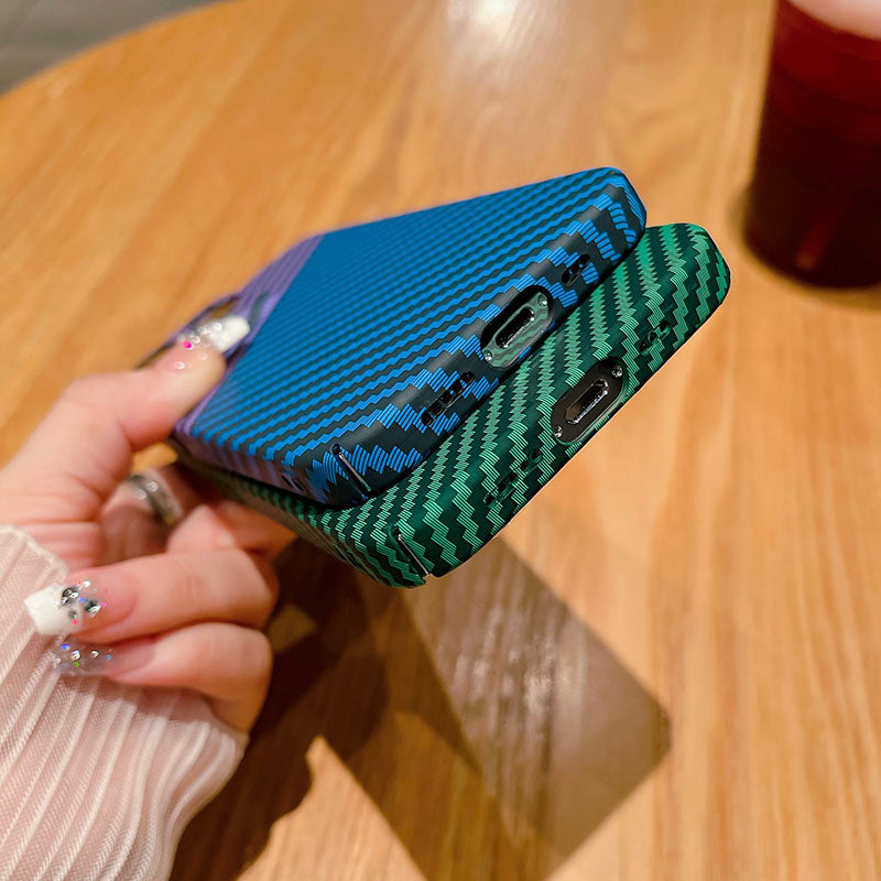 Luxury iPhone Case MagSafe Compatible Carbon Fiber Texture Matte Shockproof Protective Cover Hard PC Camera Lens Protection Slim Design