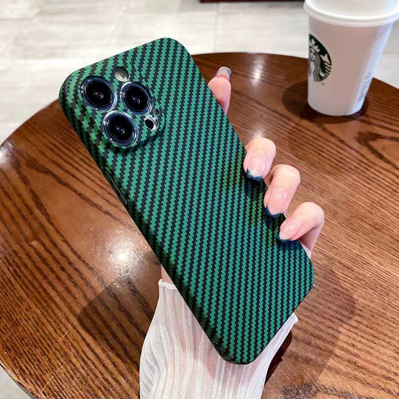Luxury iPhone Case MagSafe Compatible Carbon Fiber Texture Matte Shockproof Protective Cover Hard PC Camera Lens Protection Slim Design