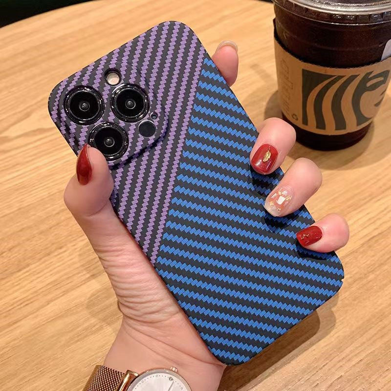 Luxury iPhone Case MagSafe Compatible Carbon Fiber Texture Matte Shockproof Protective Cover Hard PC Camera Lens Protection Slim Design