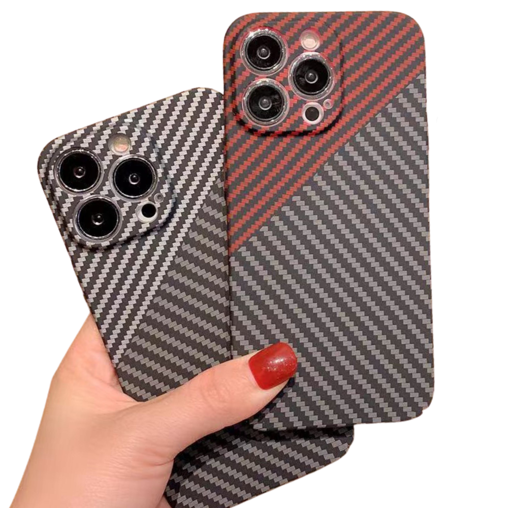 Luxury iPhone Case MagSafe Compatible Carbon Fiber Texture Matte Shockproof Protective Cover Hard PC Camera Lens Protection Slim Design