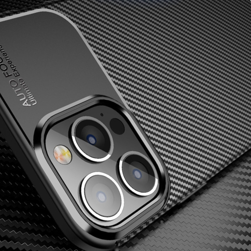 Luxury iPhone Case MagSafe Compatible Carbon Texture Silicone Shockproof Protective Cover Camera Lens Protection Ultra Thin Slim Design
