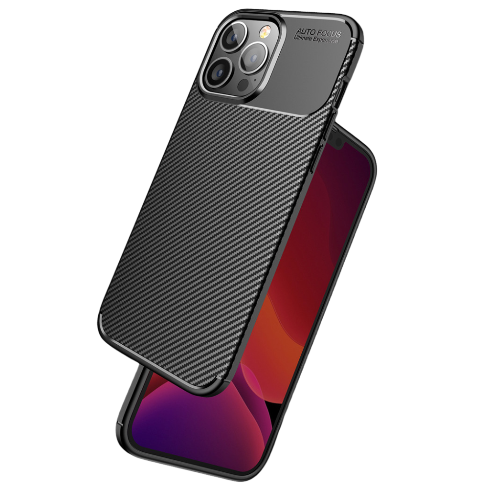 Luxury iPhone Case MagSafe Compatible Carbon Texture Silicone Shockproof Protective Cover Camera Lens Protection Ultra Thin Slim Design