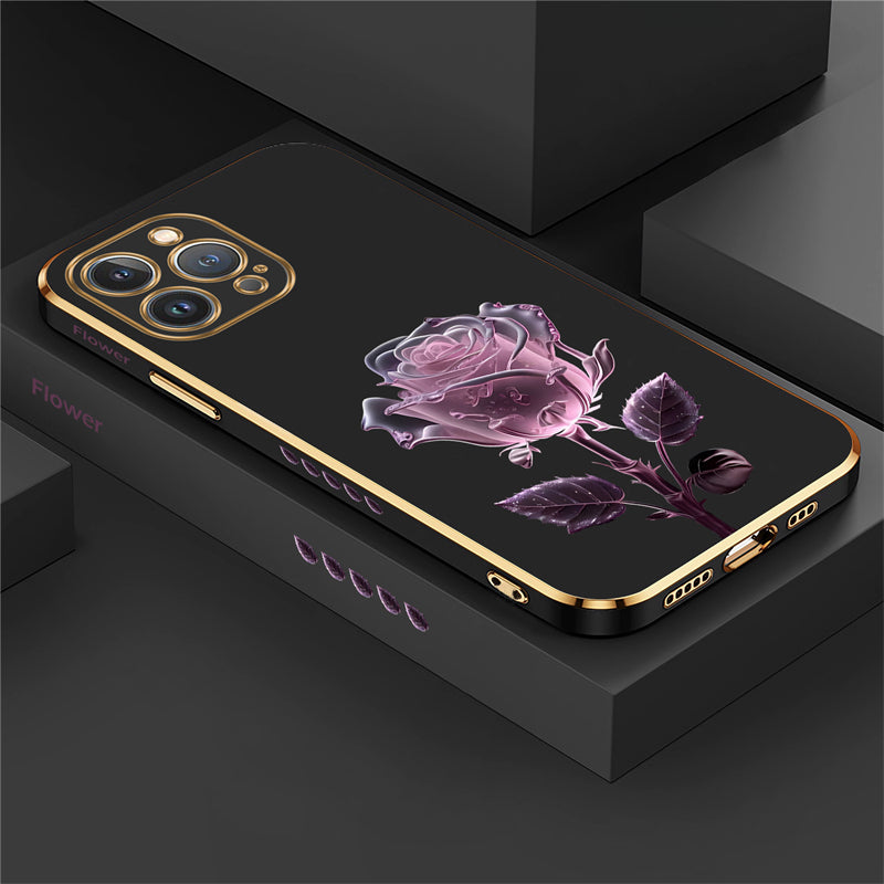Luxury iPhone Case MagSafe Compatible Crystal Rose Diamond Shockproof Protective Cover Camera Lens Protection Glitter Design Slim Profile