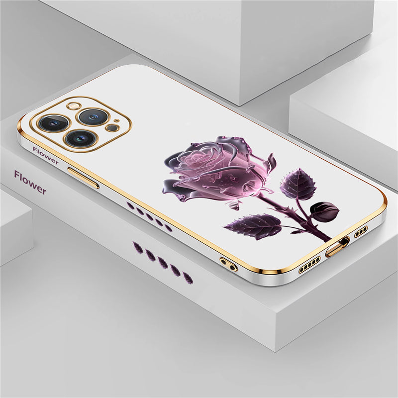 Luxury iPhone Case MagSafe Compatible Crystal Rose Diamond Shockproof Protective Cover Camera Lens Protection Glitter Design Slim Profile