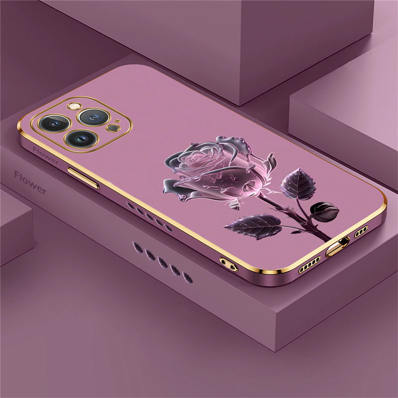 Luxury iPhone Case MagSafe Compatible Crystal Rose Diamond Shockproof Protective Cover Camera Lens Protection Glitter Design Slim Profile