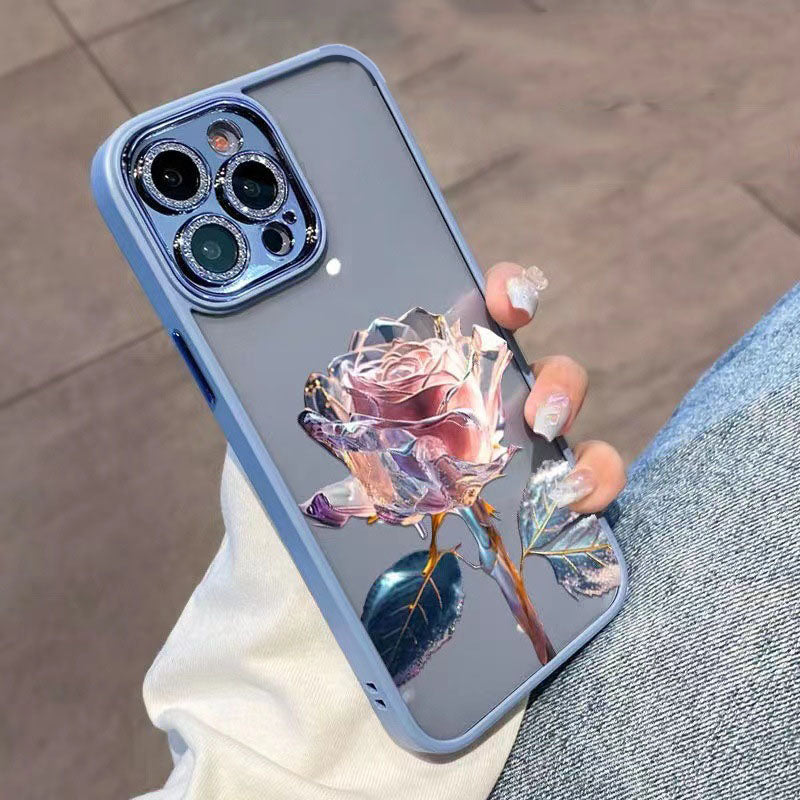 Luxury iPhone Case MagSafe Compatible Crystal Rose Diamond Shockproof Protective Cover Camera Lens Protection Glitter Design Slim Profile