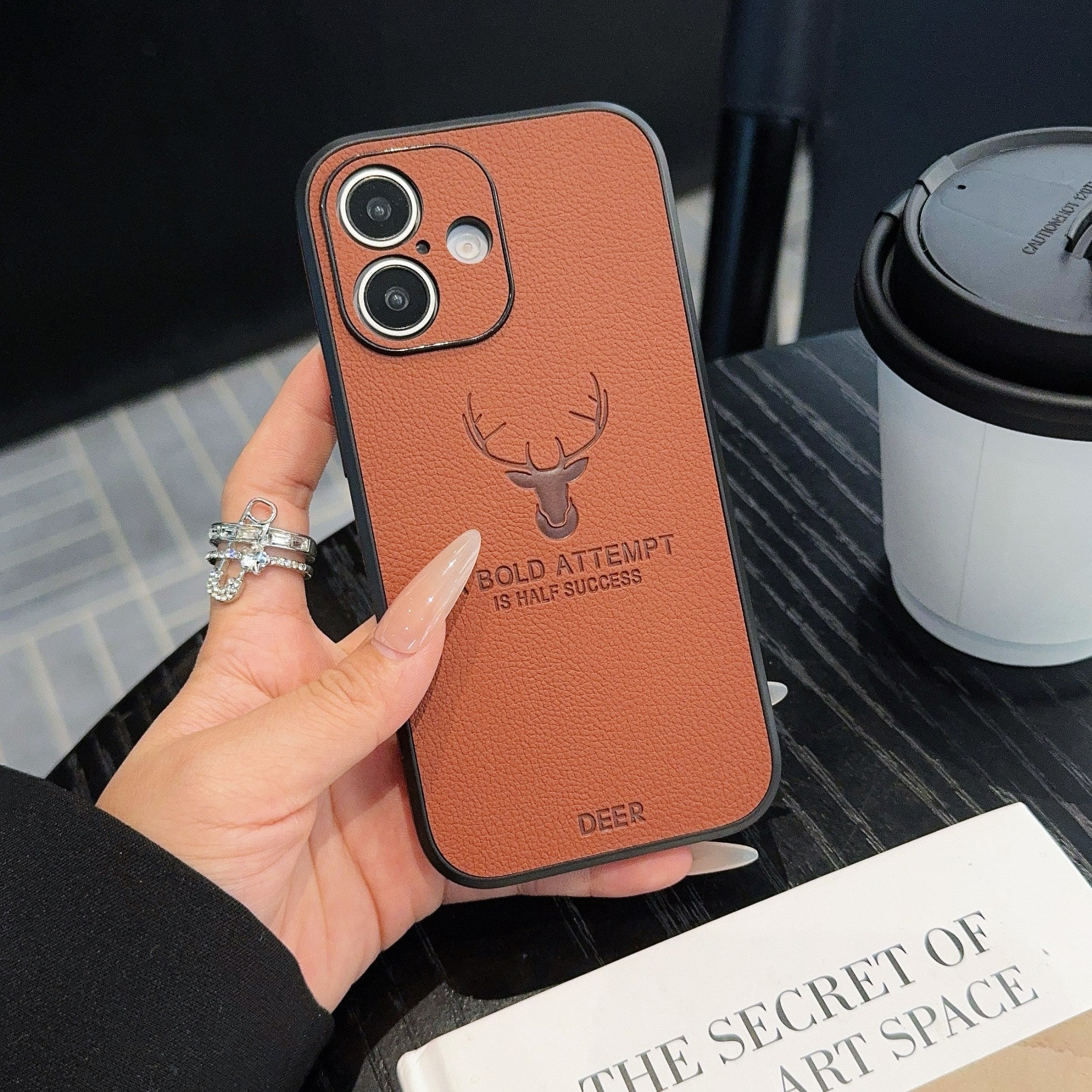 Luxury iPhone Case MagSafe Compatible Deer Leather Texture Shockproof Protective Cover Camera Lens Protection Ultra Thin Slim Design