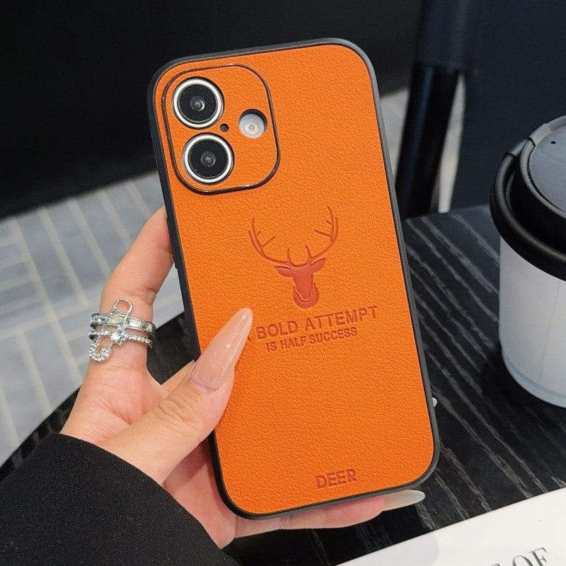 Luxury iPhone Case MagSafe Compatible Deer Leather Texture Shockproof Protective Cover Camera Lens Protection Ultra Thin Slim Design