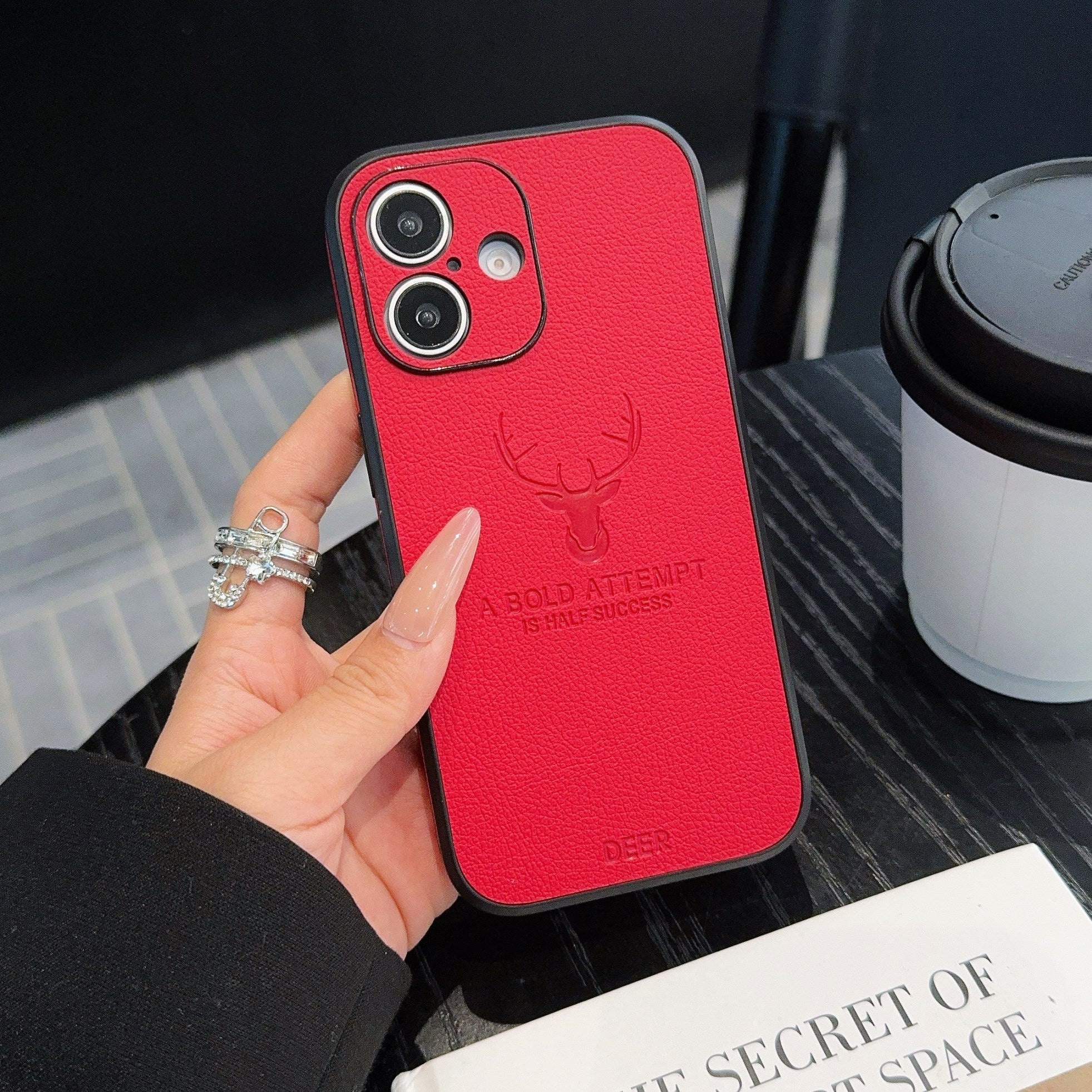 Luxury iPhone Case MagSafe Compatible Deer Leather Texture Shockproof Protective Cover Camera Lens Protection Ultra Thin Slim Design
