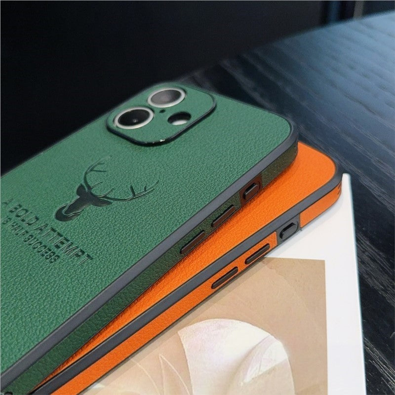 Luxury iPhone Case MagSafe Compatible Deer Leather Texture Shockproof Protective Cover Camera Lens Protection Ultra Thin Slim Design