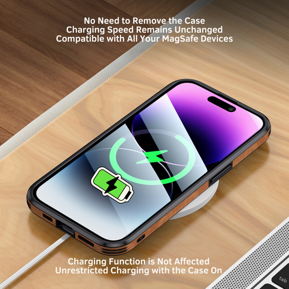 Luxury iPhone Case MagSafe Compatible Deer Leather Texture Silicone Shockproof Protective Cover Camera Lens Protection Slim Bumper Design
